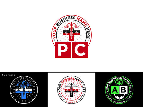 Colorful PC Logo Icon, Creative Pc cp Letter Logo Design For Clinical And Pharmacy