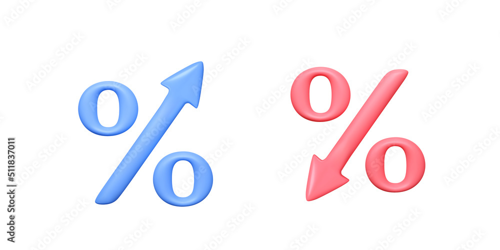 Poster percent with up and down arrow template. 3d design element