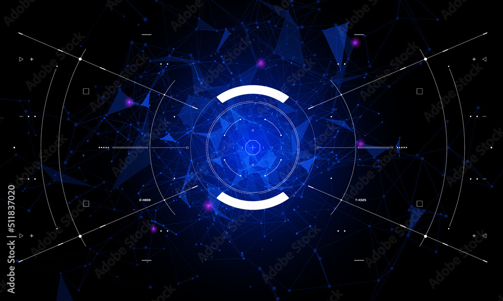 Poster HUD scifi interface screen technology view digital display, cloud data storage technology.