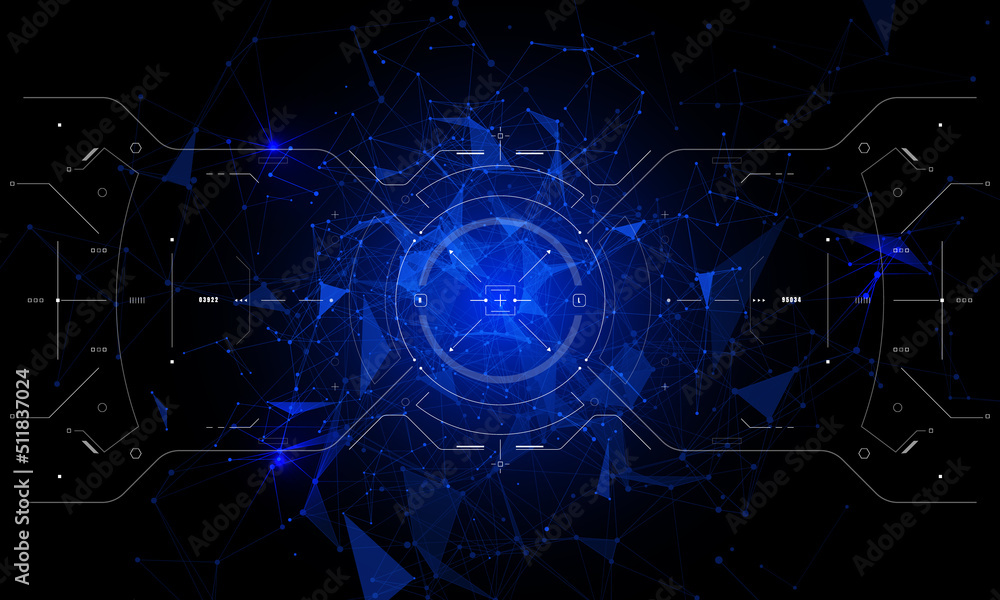 Poster Abstract futuristic digital cockpit radar interface. HUD UI GUI control display communication vector.