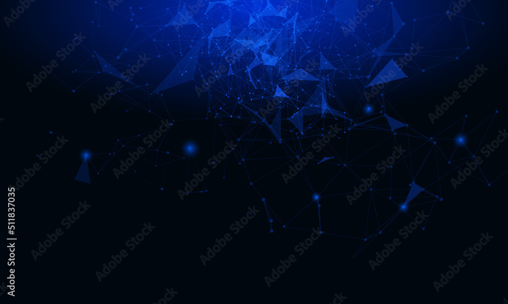 Poster Futuristic background of polygon geometric shape connection. Big data technology visualization concept background.