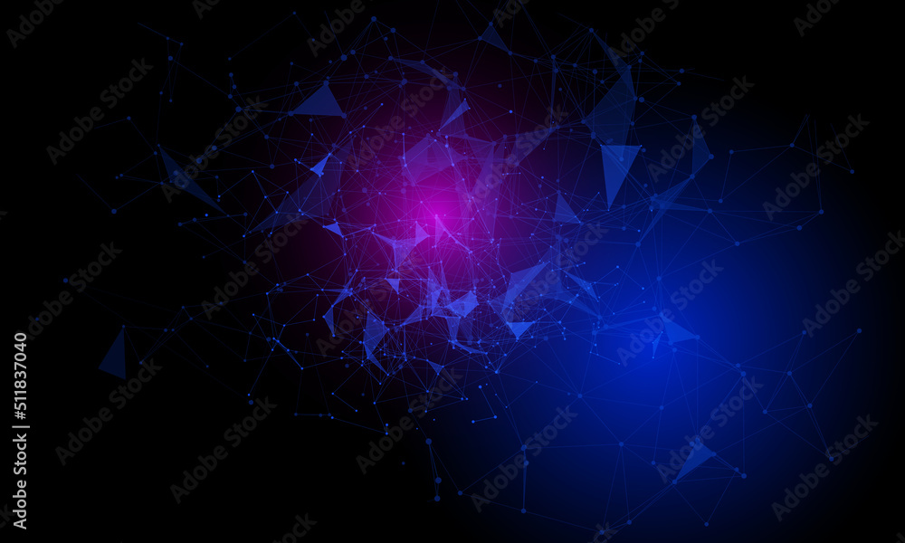 Aufkleber Abstract digital technology futuristic network connection. Polygon pattern network simulation concept.