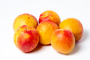 Fototapeta na wymiar Apricots isolated on white background. Ripe fresh fruits.
