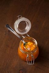 Orange jam in a jar