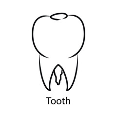 Medical icon. White tooth. Health care, medicine, dentistry. Vector illustration.