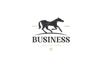 Horse logo with running horse illustration
