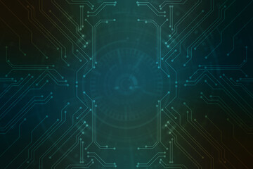 Abstract futuristic circuit board Illustration, Circuit board with various technology elements. Circuit board pattern for digital abstract technology background
