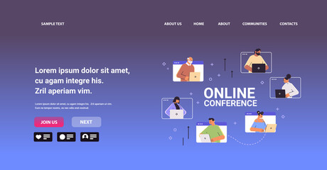 businesspeople having online conference meeting business people discussing during video call webinar concept