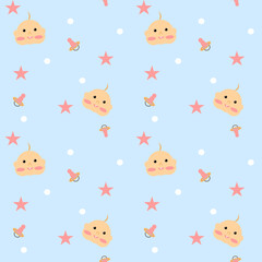 seamless pattern with baby and pacifier