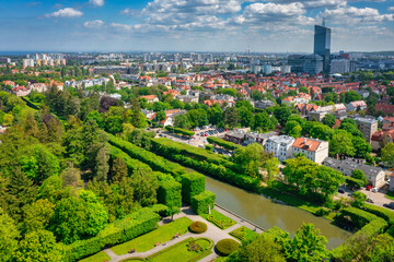 Aerial landscape in the public park of Gdansk Oliwa, Poland - obrazy, fototapety, plakaty