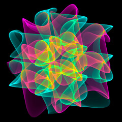 Color swirl neon lights - Decorative abstract digital art illustration