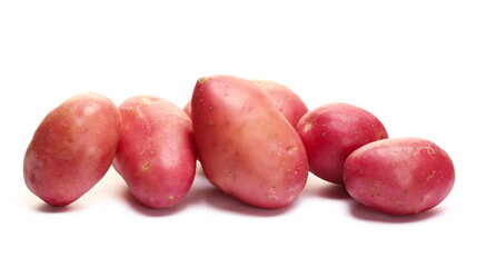 Young organic potatoes isolated on white 