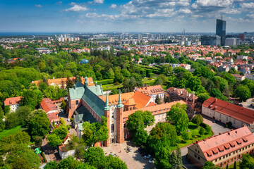 Basilica inf Gdansk Oliwa at summer. Poland - obrazy, fototapety, plakaty