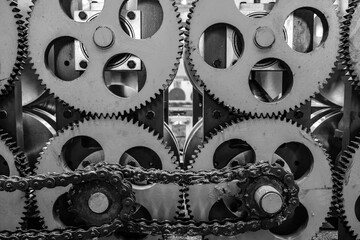the Gears in industrial machine as background concept
