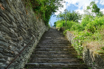 Fototapeta premium Historische Treppe zu einer Burg in Bacharach