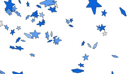 Toon blue star objects on white background.
Toon confetti animation for background.
