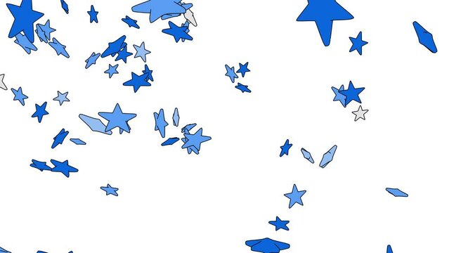 Toon blue star objects on white background.
Toon confetti animation for background.
