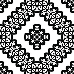 Abstract geometric seamless pattern.  Black and white vector background. black mandala.