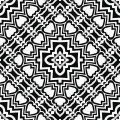 Abstract geometric seamless pattern.  Black and white vector background. black mandala.
