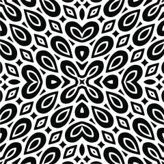 Abstract geometric seamless pattern.  Black and white vector background. black mandala.