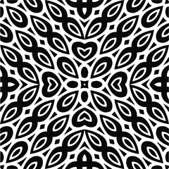 Abstract geometric seamless pattern.  Black and white vector background. black mandala.