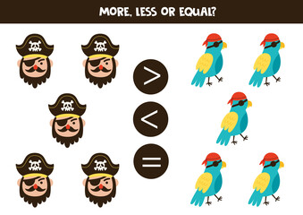 More, less, equal with pirates and parrots.