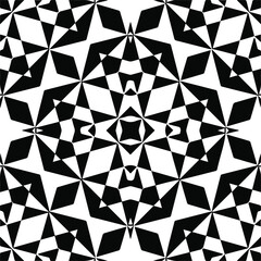 Abstract geometric seamless pattern.  Black and white vector background. black mandala.