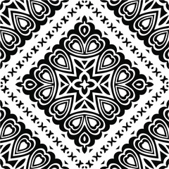 Abstract geometric seamless pattern.  Black and white vector background. black mandala.