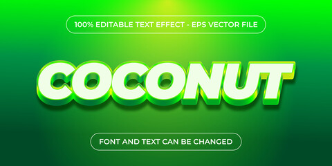 green coconut 3d editable text effect with gradient color
