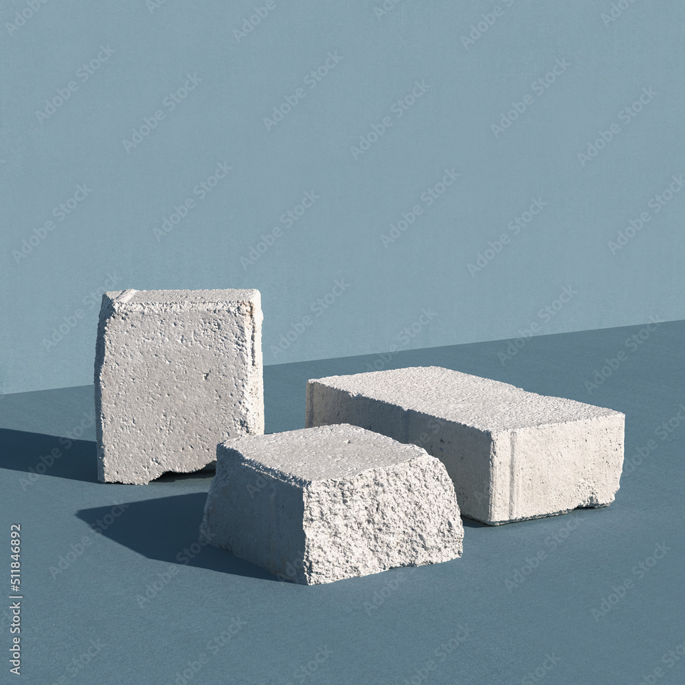 Aufkleber stone or concrete blocks used as pedestal. 3d computer graphic template of displaying place for your