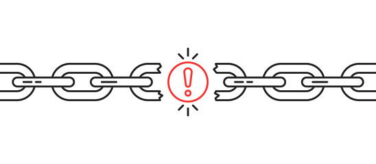 thin line exclamation mark like broken chain icon