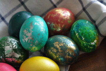 beautiful colorful decorated easter eggs