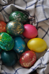 beautiful colorful decorated easter eggs