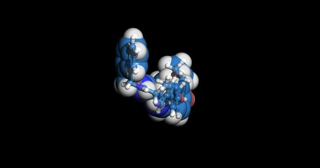  Tirbanibulin, anticancer drug, 3D molecule, spinning 4K