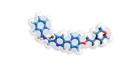 Tirbanibulin, anticancer drug, 3D molecule
