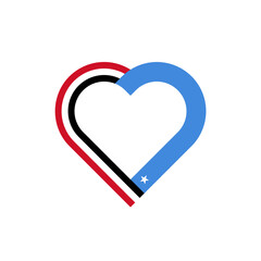 unity concept. heart ribbon icon of yemen and somalia flags. vector illustration isolated on white background