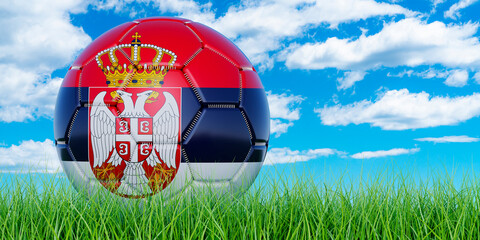 Soccer Ball With Serbian Flag