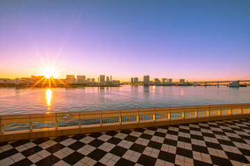 sunset over the river