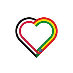 unity concept. heart ribbon icon of sudan and ethiopia flags. vector illustration isolated on white background