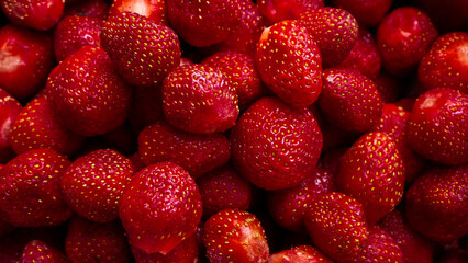 Strawberry red background cleaned pattern in bowl