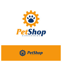 Pet Gear Logo Design Template. Pet logo concept vector. Emblem, Creative Symbol, Icon