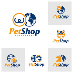 Set of World Pet Logo Design Template. Pet logo concept vector. Emblem, Creative Symbol, Icon