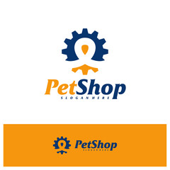 Pet Gear Logo Design Template. Pet logo concept vector. Emblem, Creative Symbol, Icon