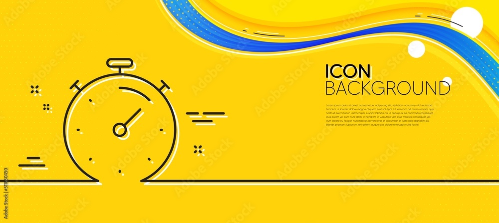 Poster timer line icon. abstract yellow background. time management sign. stopwatch symbol. minimal timer l