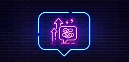 Neon light speech bubble. Stress grows line icon. Anxiety depression chat sign. Mental health symbol. Neon light background. Stress grows glow line. Brick wall banner. Vector