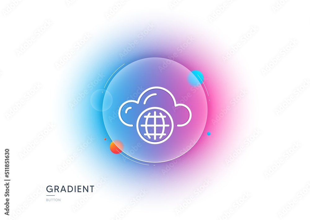 Poster cloud computing line icon. gradient blur button with glassmorphism. internet data storage sign. file