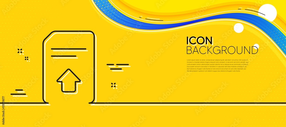 Aufkleber upload document line icon. abstract yellow background. information file sign. paper page concept sym