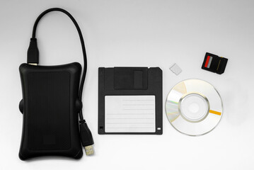 means of recording information of different generations hard disk, floppy disk, memory card and...