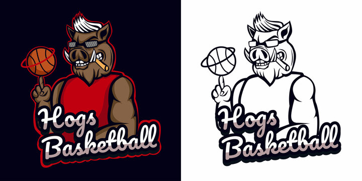 hog basketball esport logo mascot design