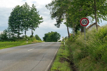 Road sign restricting traffic over 60 km per hour
